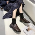 2021 autumn new college style black small leather shoes women's head flat sole shoes comfortable lazy women's shoes wholesale 