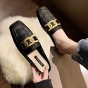 2021 spring and summer new Korean Baotou half slippers women wear square head lazy shoes fashion flat bottomed women's shoes wholesale