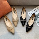 2021 spring new fairy style pointed single shoes women's shallow stitched flat shoes fashion Four Seasons Women's shoes wholesale 