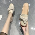 2021 spring new Korean Baotou half slippers women wear flat bottom bow lazy shoes fashion women's shoes wholesale 