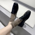 2021 autumn new college style black small leather shoes women's head flat sole shoes comfortable lazy women's shoes wholesale 