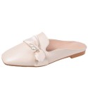 2021 spring new Korean Baotou half slippers women wear flat bottom bow lazy shoes fashion women's shoes wholesale 