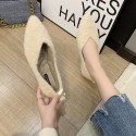 2021 autumn and winter new Korean wool shoes wear pointed shallow mouth flat bottom Plush single shoes, fashion women's shoes wholesale 