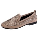 2021 spring new Korean flat sole single shoes square head over foot Doudou shoes fashion Rhinestone flat heel women's shoes wholesale 