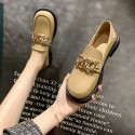 2021 autumn new British style small leather shoes women's flat bottomed shoes Lefu shoes fashion chain casual single shoes wholesale