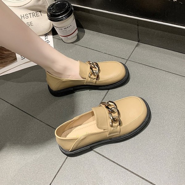 2021 autumn new British style small leather shoes women's flat bottomed shoes Lefu shoes fashion chain casual single shoes wholesale