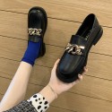 2021 autumn new British style small leather shoes women's flat bottomed shoes Lefu shoes fashion chain casual single shoes wholesale