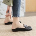 2021 spring new flat sole single shoes Square Head shallow mouth cover foot soft surface pea shoes casual and comfortable women's shoes wholesale 