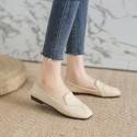 2021 spring new flat sole single shoes Square Head shallow mouth cover foot soft surface pea shoes casual and comfortable women's shoes wholesale 