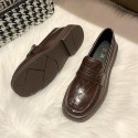 2021 spring new British style small leather shoes women's flat bottomed round head over foot Lefu shoes fashion leather shoes wholesale 