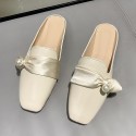 2021 spring new Korean Baotou half slippers women wear flat bottom bow lazy shoes fashion women's shoes wholesale 