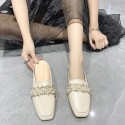 2021 spring new Korean Baotou half slippers women wear flat bottom bow lazy shoes fashion women's shoes wholesale 