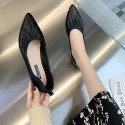 2021 spring new Korean version pointed single shoes shallow mouth cover foot flat shoes wrinkled leather soft sole women's shoes wholesale 