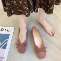 2021 autumn new bow flat sole single shoes women's head shallow mouth pea shoes fashion suede women's shoes wholesale 