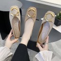 2021 spring new Korean flat shoes Square Head shallow mouth c-button Doudou shoes fashion soft bottom comfortable women's shoes wholesale 