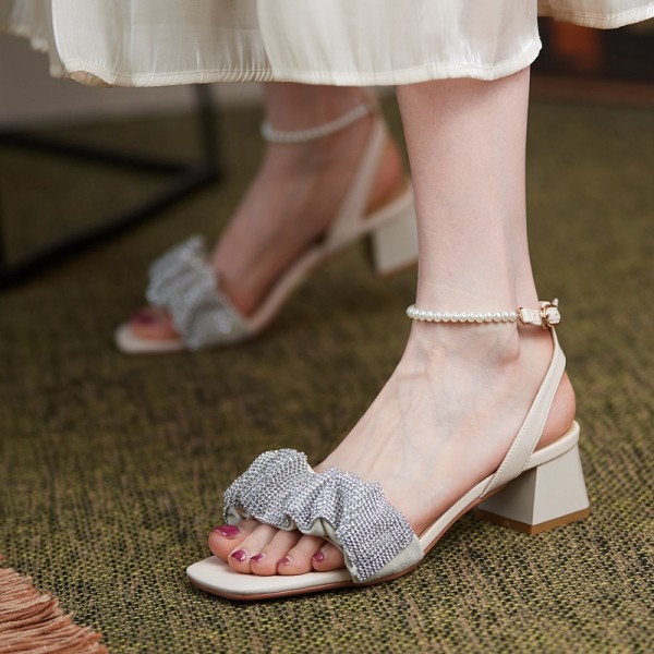 2021 summer new sandals women's herringbone belt gentle net Red Fairy style with skirt open toe thick heel women's shoes 
