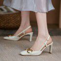 Sandals 2021 new female summer fairy style sweet patent leather simple shallow mouth late evening wind high heels with skirt 