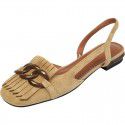 Retro tassel Baotou sandals women's 2021 new summer metal thick heels women's shoes hollow flat shoes women's summer