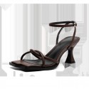 2021 summer new fairy style sweet Korean fashion high-heeled shoes open toe one-sided belt thin heel retro women's sandals 