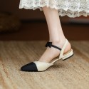 2021 summer bow flat heel Baotou sandals women's sandals simple Korean version small fragrance color matching temperament women's sandals 
