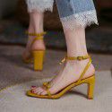 One line French sandals women's summer heels 2021 new FAIRY FASHION Roman shoes thick heels high heels women's shoes 