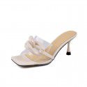Ximan 2021 summer fairy style high-heeled sandals open toe thin heel shallow mouth slippers chain slim fashion shoes trend 