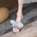 2021 summer new flat bottomed Korean version simple pearl slippers fairy style sweet low heel flowers women's slippers 