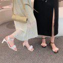Summer 2021 new open toed sandals women's thick heels fairy style gentle one line commuting sandals 