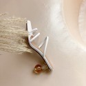 2020 summer French fashion niche design white ribbon crystal high heel fairy's flip flop 
