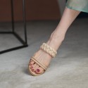 2021 new style low heel herringbone belt woven sandals net red same half slippers women's two wear summer sandals 