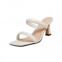 2021 new summer net red ins trendy square head sandals women wear fashionable high-heeled sandals and White Roman shoes 