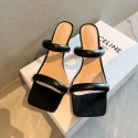2021 new summer net red ins trendy square head sandals women wear fashionable high-heeled sandals and White Roman shoes 