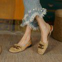 Retro tassel Baotou sandals women's 2021 new summer metal thick heels women's shoes hollow flat shoes women's summer