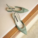 2020 summer new pointed Baotou flat sandals soft color thick heel simple fairy cowhide women's shoes 