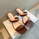 2021 new summer net red ins trendy square head sandals women wear fashionable high-heeled sandals and White Roman shoes 