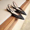 2020 summer new pointed Baotou flat sandals soft color thick heel simple fairy cowhide women's shoes 