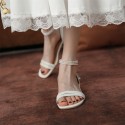 2021 summer new ins style French flat bottom square head exposed finger bag heel herringbone belt sandals pearl women's sandals 