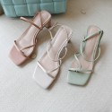 2021 new summer clip toe sandals women's thick heel FAIRY DRESS Roman mid heel high heels 