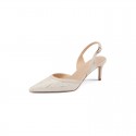 2021 new French one line buckle with thin heel pointed shallow mouth high heels summer hollow Baotou women's sandals 