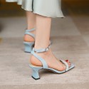 2021 spring and summer new one simple lady high-heeled sandals with square head and open toe one line buckle women's sandals 