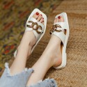 Fairy style metal accessories sandals women wear out 2021 summer new Korean lazy comfortable flat bottomed beach shoes 