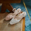 2021 summer new fairy style Baotou one line buckle flat sandals square head pearl low heel Mary Jane single shoes 