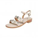 Summer 2021 new metal open toe sandals women's sweet pearl flat heels fairy gentle sandals 