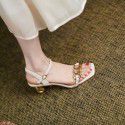 Summer high heels 2021 new metal one line buckle with skirt fairy style sweet cowhide sandals
