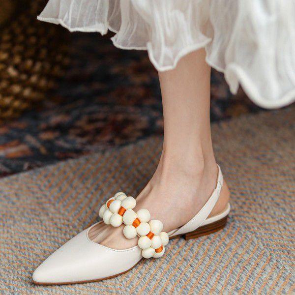 Small fresh sweet lovely gentle fairy wind pointy temperament 2021 spring and summer trip with sandals female summer flat bottom 