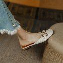 French retro Baotou slippers women's summer outer middle heel 2021 new square head lazy Muller flat heel half support 