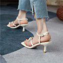 Ximan 2021 summer new sandals women's summer thick heels fashion fairy style open toe bow pearl high heels 