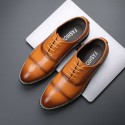 British business dress casual leather shoes men's pointed lace up versatile leather shoes cross-border large leather shoes men's one hair style