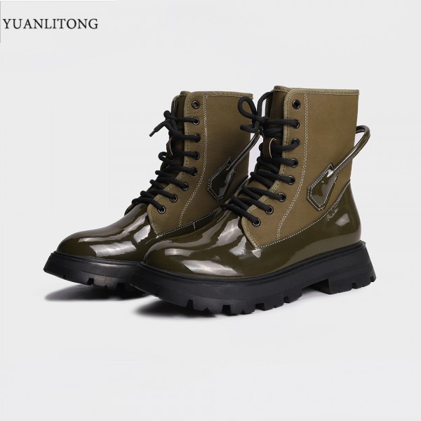 2021 winter new fashion thick heel front lace up cool Martin boots motorcycle style stitching sexy versatile fashion women's Boots 