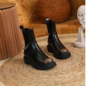 2021 winter new gradient same Chelsea thick heel chimney boots women's metal chain net red same women's Boots 